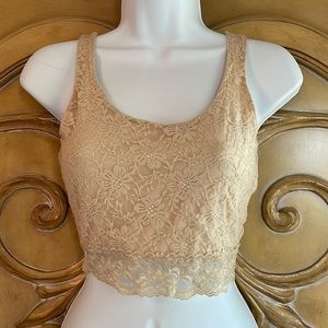 Zenana Outfitters gold lace crop top